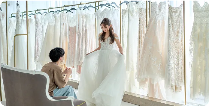 いよいよウェディングドレス試着カメラを用意して