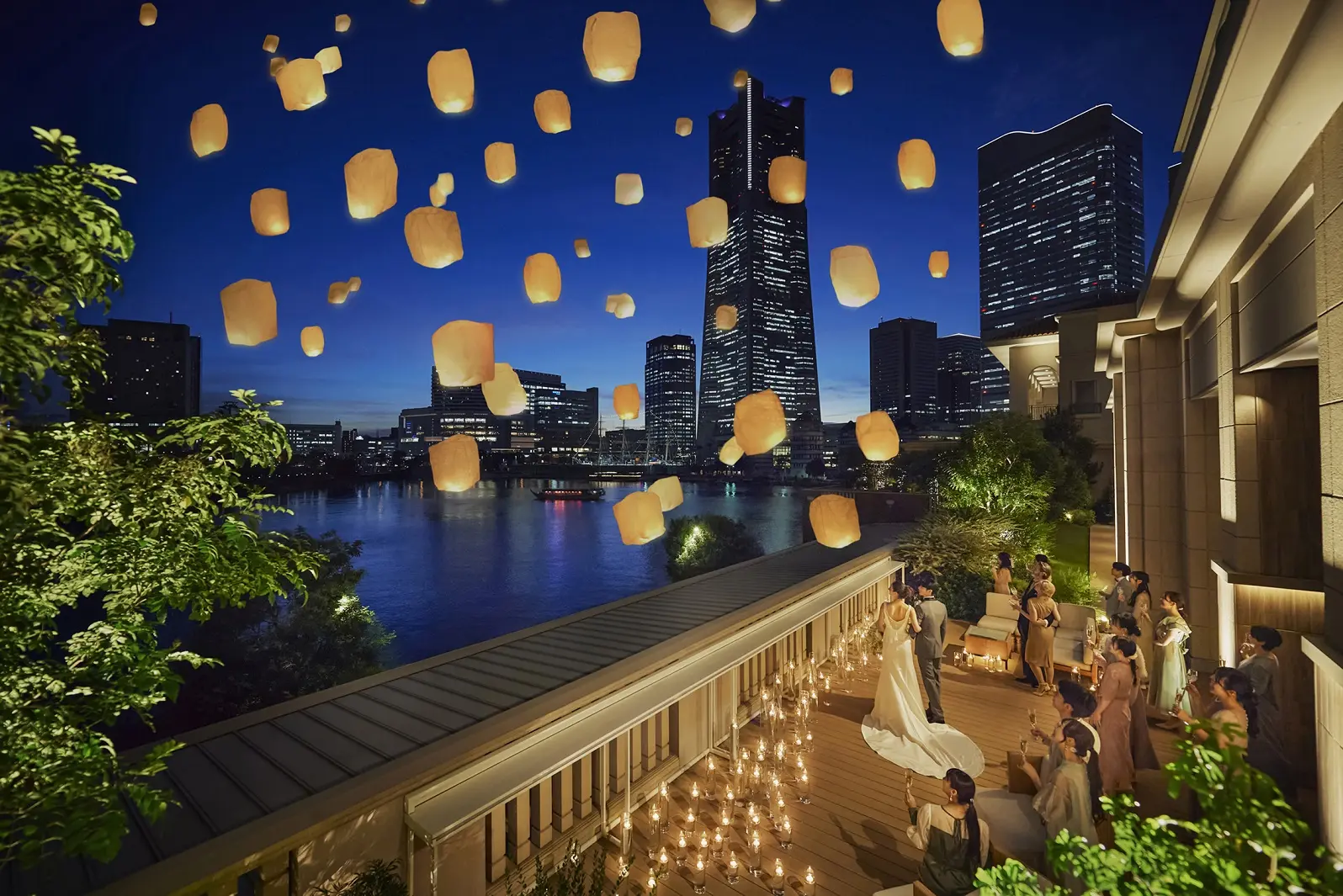 幻想的なランドマークの夜景