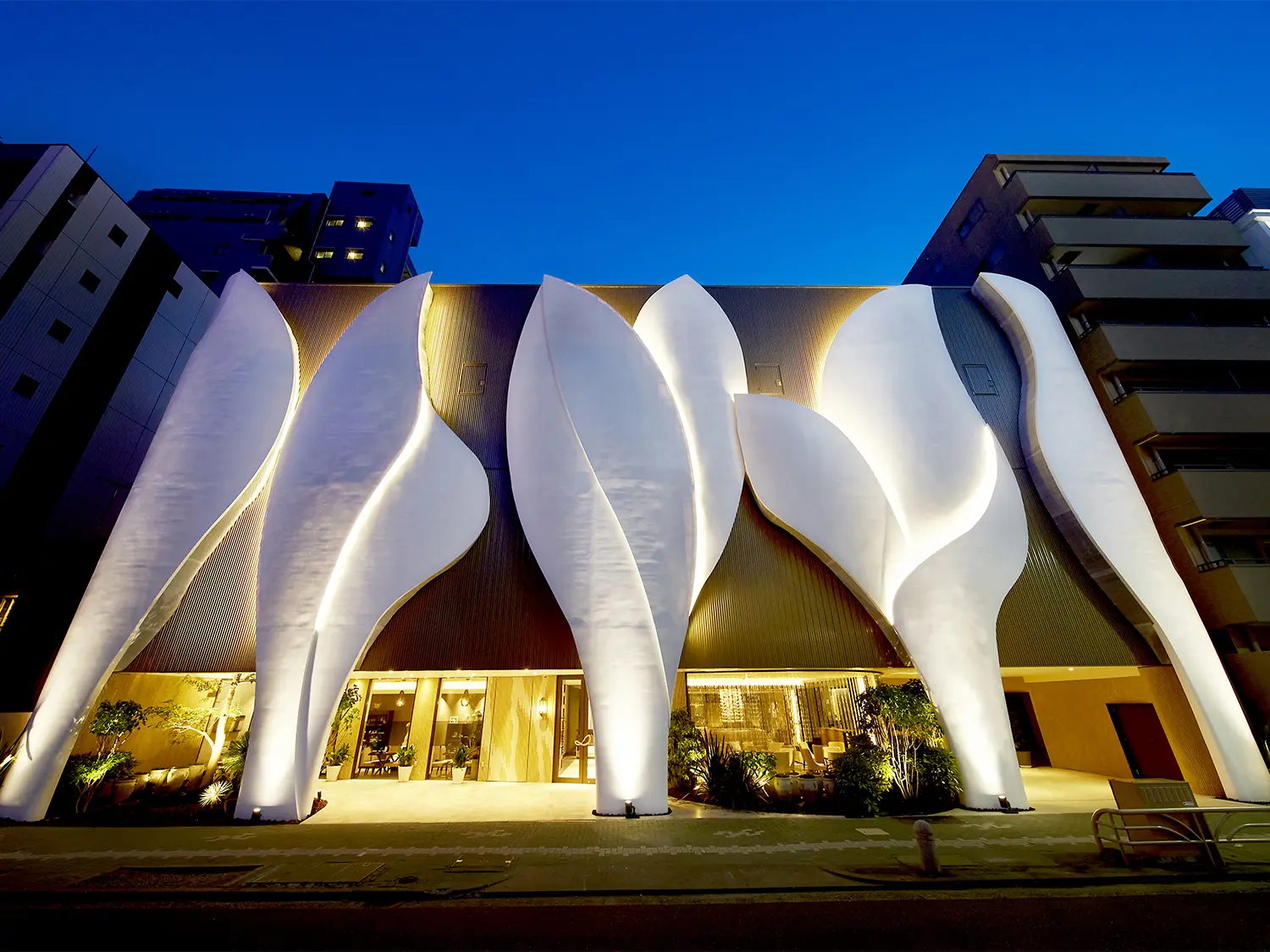 道行く誰もが足を止めそうな斬新なデザインの外観